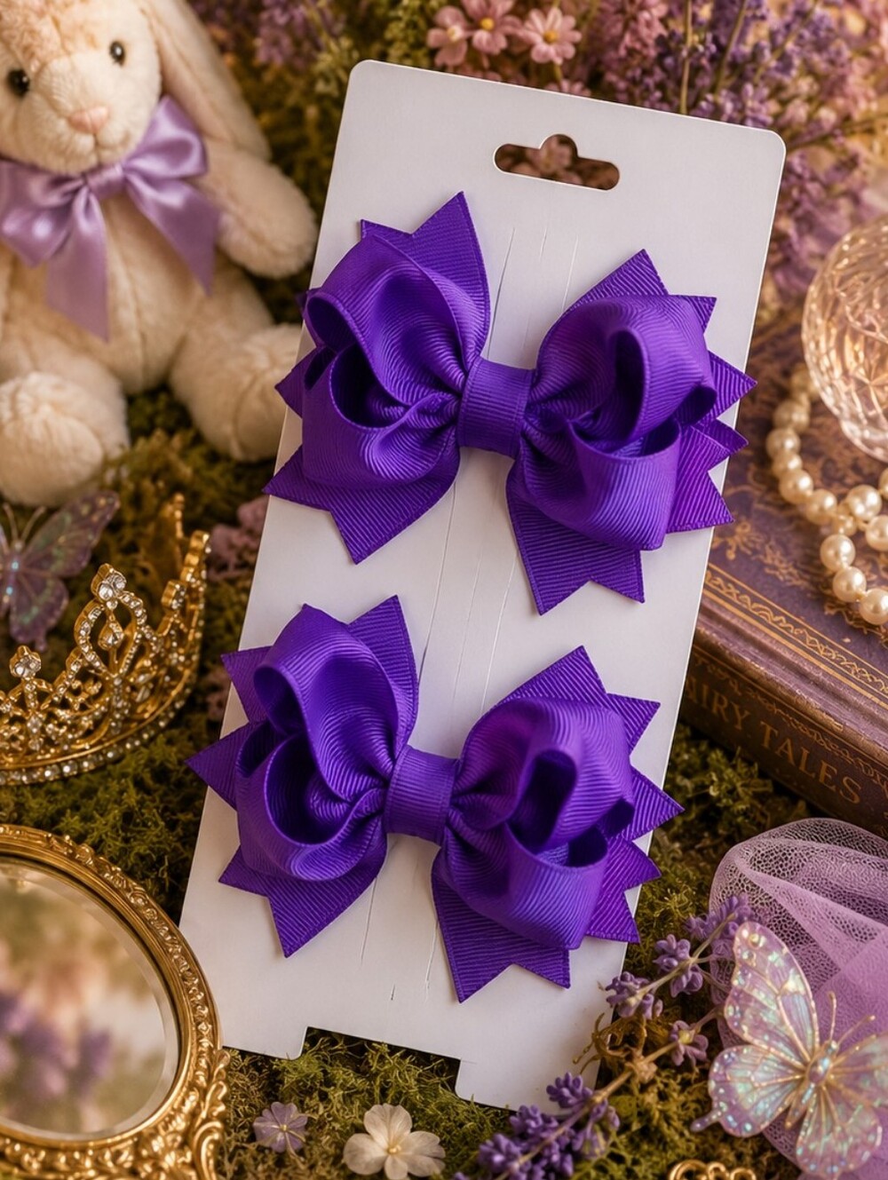 Shimmy Shimmy Purple Boutique Hair Bows Set of 2 NWT Made in USA
